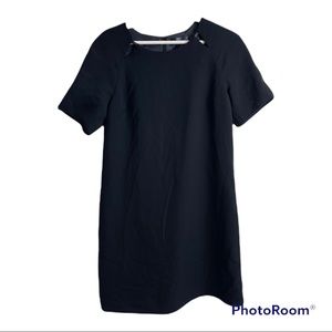 Bordeaux is the basic solid black mini shift  dress - size S
